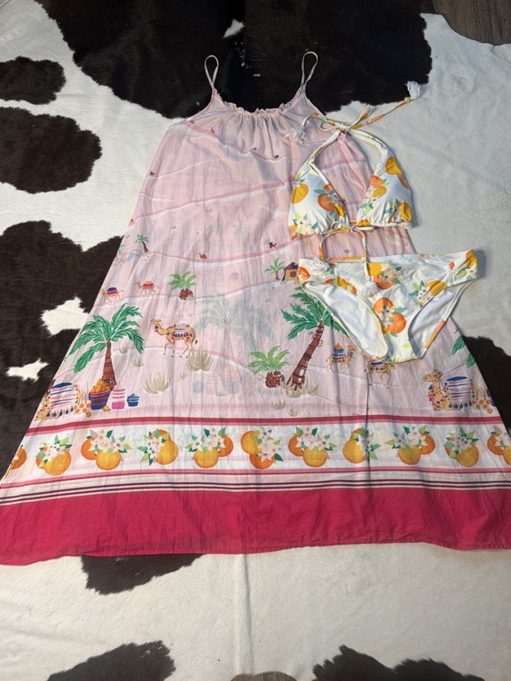 Kate Spade Pink Tropical Coverup with White Orange-Print Bikini